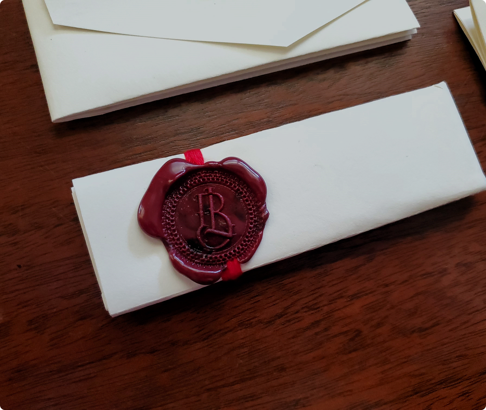 Historic letterlocked letter with decorative red wax seal