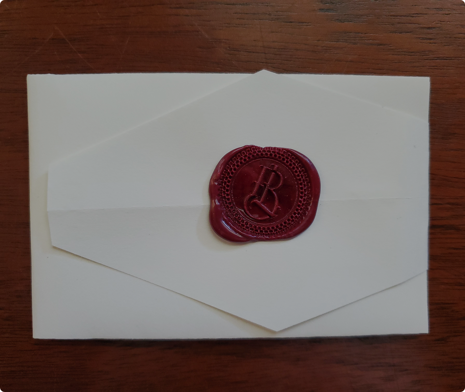 Historic letterlocked letter with decorative red wax seal
