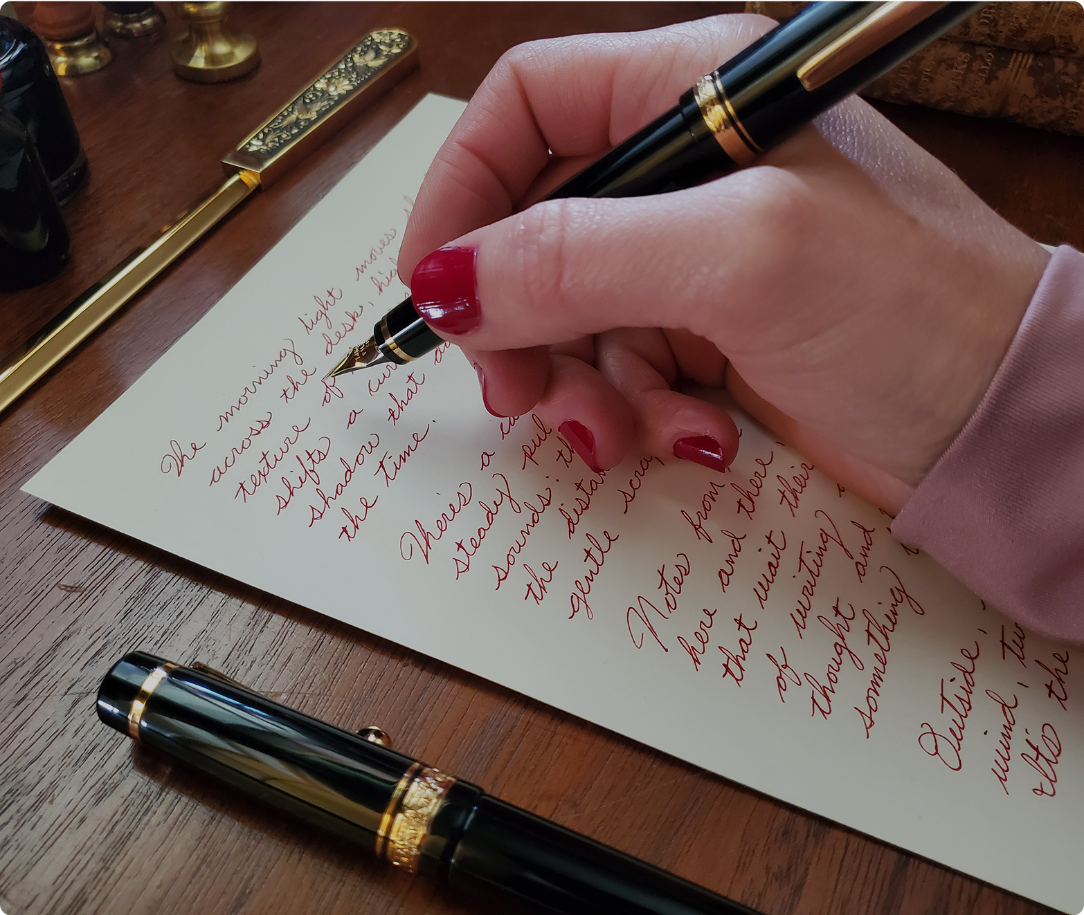 Handwritten romantic letter in cursive red ink