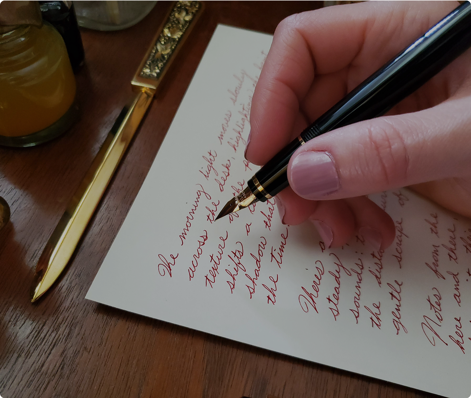 Handwritten romantic letter in cursive red ink