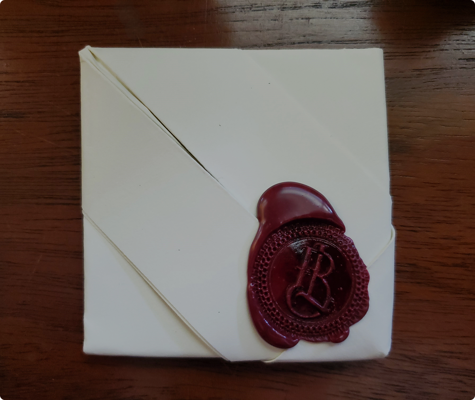 Historic letterlocked letter with decorative red wax seal